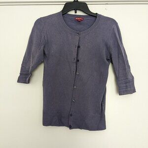 EUC Merona Purple Gray 3/4 Sleeve Cardigan Button Sweater, WS